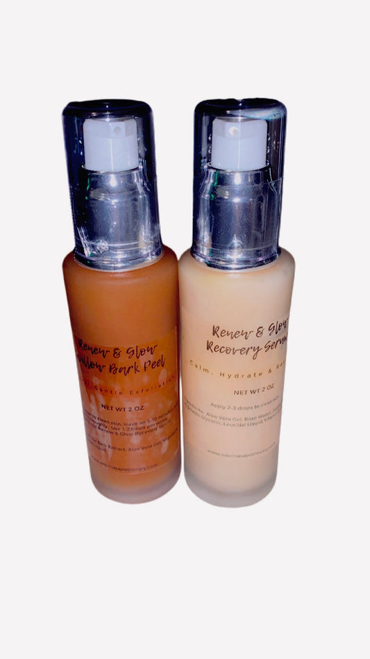 Renew & Glow Willow Bark Peel and Recovery Serum Skincare Bundle
